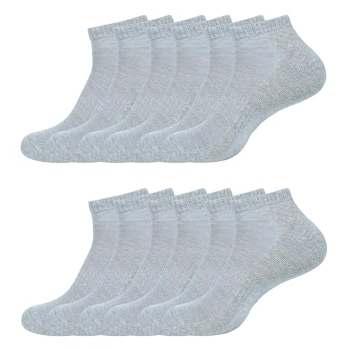 Image of Womens Cushioned Ankle Socks, Low Cut Breathable Casual Super Soft, Multi Color Options Size 4-7, 6-9 (US, Numeric, 6, 9, Regular, Regular, 6, Grey)