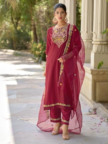 Ensemble kurta brodé en viscose de qualité supérieure VredeVogel - 7