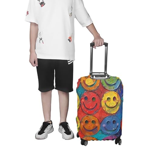 Carry on Luggage Cover Colorful Smiley Face Suitcase Covers for Luggages Tsa Approved Travel Luggage Sleeve Protector Elastic Suitcase Protector Anti-Scratch Washable Fits 19-30 Inch Case -M 7