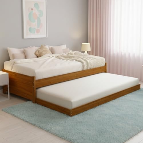 Cama Solteiro Em Madeira Maciça Reforçada Design Sofisticado Ideal Para Quartos Modernos E Elegantes (Castanho)