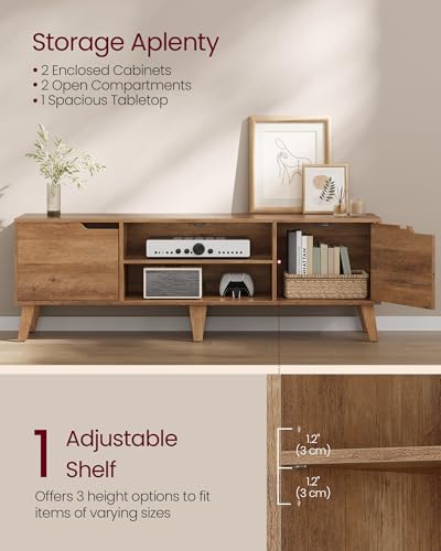 Image of VASAGLE TV Stand with Power Outlet, Entertainment Center with LED Light