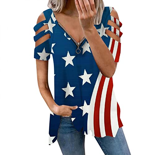 Independence Day Womens Tops Short Sleeve,Womens Summer Tops 2022 Trendy Women Clothes Cute Tops and Blouses Shirt for Women Blue
