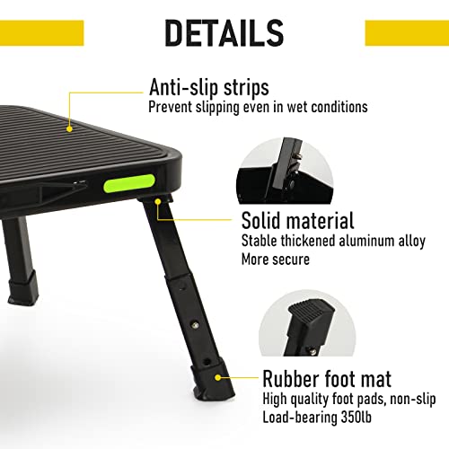 Opsoopi Safety Rv Step Stool, Adjustable Height Folding Steps Stools For Adults, Aluminum Step Platform With Anti-Slip Surface For Camper Steps, Household, Supports Up To 350Lbs #TOP2