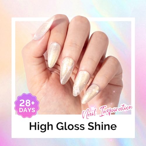 Image of MelodySusie Jelly White Aurora Shimmer Gel Nail Polish, 0.5fl oz Soak Off UV LED Holographic Yellow Glitter Gel Polish Gift for Women Nail Art Manicure Salon DIY Nail Design Decoration at Home-G2303