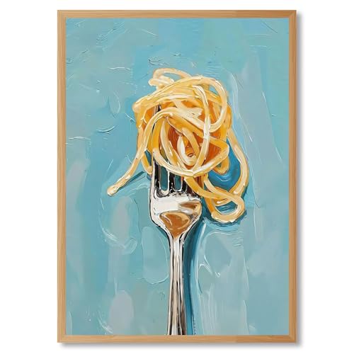 Ripiyome Wooden Frame Kitchen Wall Art Trendy Retro Pasta and