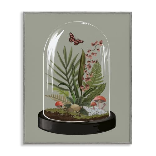 Terrarium Dome Butterfly Botanicals, 24 x 30 Inch Framed Giclée Print