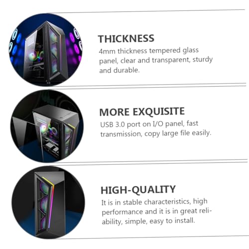 Gabinete para computadora DOITOOL ATX con panel lateral transparente, ventilación de malla de hierro, tira de iluminación RGB, alta circulación de aire, diseño compacto para gaming y escritorio miniatura 5