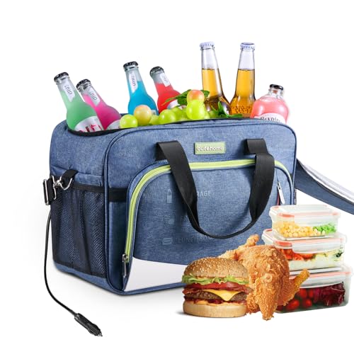 outohome 25L 12V Electric Portable Cooler Warmer Bag, DC Plug In Insulated Car Cooler Bag, Heating and Cooling Dual Function Bag for Truck Drivers, Camping, Groceries & Family Outings, All Season