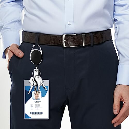 Porte-badge rétractable à clip pivotant 360° Soleebee avec cordon extensible de 63,5 cm