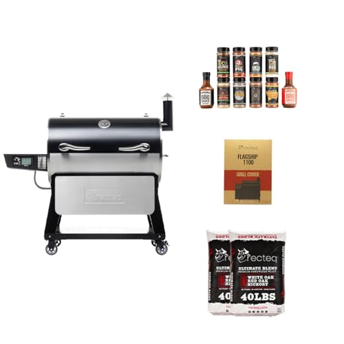 recteq Pellet Grill Smoker - Flagship 1600, Wood Pellet Smoker, BBQ, Wi-Fi Smart Grill, 1600 Sq. In. Cook Space, 40 lbs Hopper, Grilling Basics Bundle