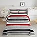 Red Black Lines Comforter for Boys Kids Girls Lines Art Comforter Set Full Size Home Decor Soft Simplicity Bedding Set Modern Stripes All Season Teens Bedroom Down Duvet,1 Comforter with 2 Pillowcase