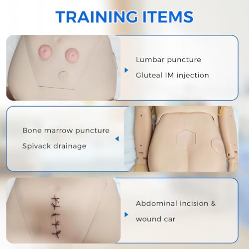 Image of Medical Mannequin for Training, Full Body Nursing Training Manikin with CPR Practice, Life Size PVC Patient Care Teaching Mannequin with Simulated Organs, Wound & Trauma Modules
