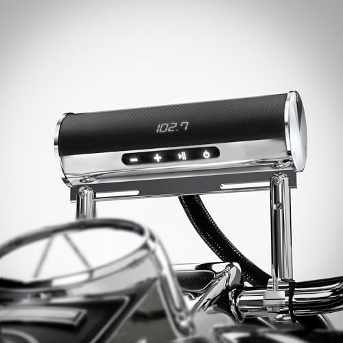 GoHawk RD8-X Waterproof Motorcycle Bluetooth Stereo 2 Speakers 300W Amplifier Audio System Handlebar Mount Soundbar MP3 Music Player for Harley ATV 4-Wheeler FM Radio USB AUX Chrome
