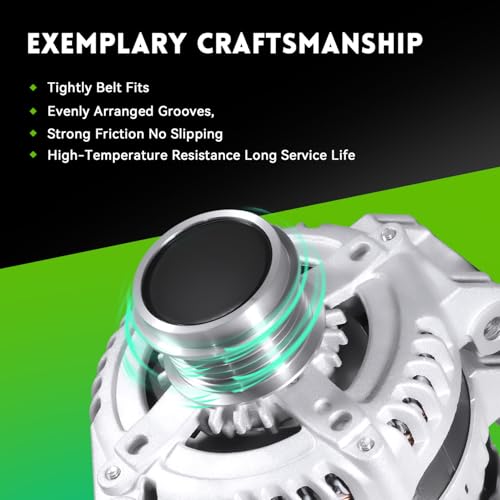 Image of 11570N New Alternator V6 3.6L Compatible with 2011-2020 Dodge Grand Caravan Journey, 2011-2014 Avenger, 11-16 Town & Country, 11-14 Chrysler 200, 12-15 Ram C V, 11-14 VW Routan, 12V 160A