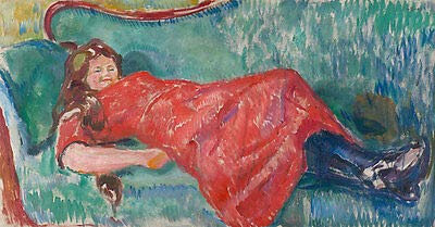 On The Sofa Edvard Munch Couch Ausruhen Mujeres Chicas Botas vestido B A3 01534