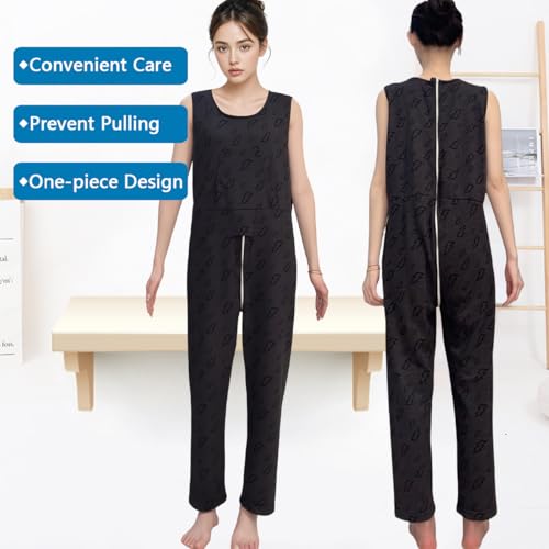 Image of Unisex Anti-Strip Adaptive Jumpsuit with Back-Zipper,Vest Trousers,Suitable for Seniors,Dementia Patient,Alzheimer's Patients,Incontinence Care