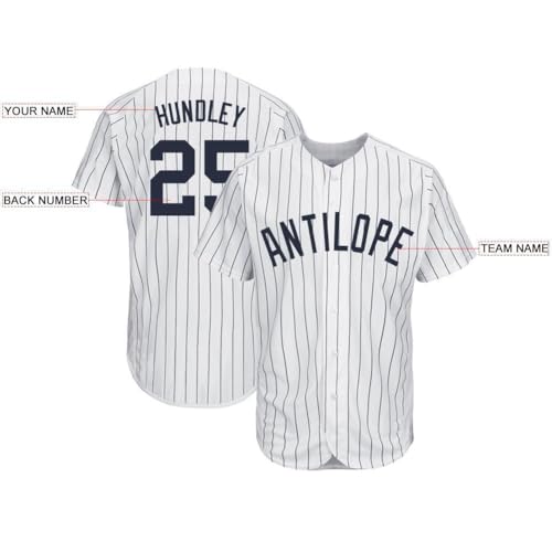 Camisetas personalizadas de béisbol con rayas, camisetas deportivas con nombre e número impresos o bordados para hombres, mujeres y jóvenes miniatura 2