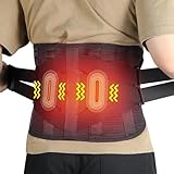 GINEKOO Vibrationsmassage Wärmegürtel, Verstellbare Rückenmassagegerät mit Heizung gegen Rückenschmerzen, 5000mAh Akku Heizgürtel mit 3 Wärmestufen & 4 Massagemoden für Bandscheibenvorfälle,Ischias-L