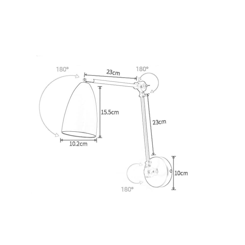 SEMANHUA Lámpara de pared con brazo oscilante for mesita de noche, luces de pared retráctiles de metal, accesorio de iluminación E27, lámparas de pared de lectura for dormitorio, luces de pared simple