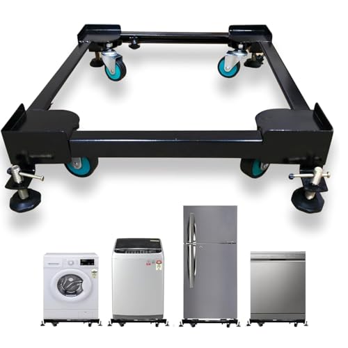 Image of Heavy Duty Adjustable Wheeled Washing Machine Stand /Trolley for Front & Top Load Washers, Refrigerators & Dishwashers, Metal Appliance Base, Adjustable 16 x 19 to 30 x 24 Inch, 180 kg Capacity
