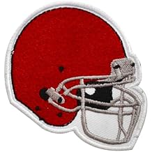 Red, Helmet, Football Helmet Patch, Football Patch Embroidered Iron on Sew on Patch Badge for Clothes etc. 7x6 cm