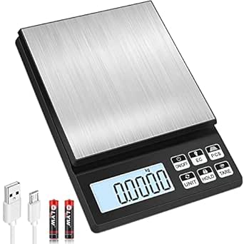 Digital Kitchen Scale, [5kg/0.1g] Diyife Rechargeable Food Scale,High Precision Pocket Food Scale with LCD Display, Tare Function Stainless Steel Platform, Digital Scale for Food, Medicin，Jewelry