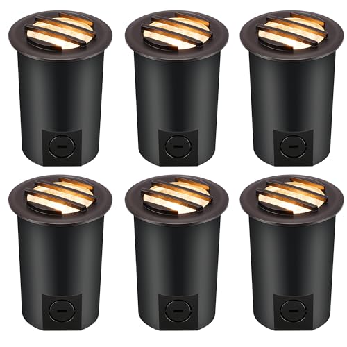 [6 Pack]CLOUDY BAY 9W Low Voltage Landscape Lights,LED Well Lights,Grated Top,12V-24V Waterproof Outdoor,2700K/3000K/3500K/4000K/5000K In Ground Lights for Fence Pathway Deck,Transformer Excluded