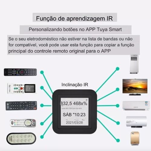 Controle Remoto Inteligente IR com Sensor de Temperatura e Umidade, Compatível com Alexa e Google As