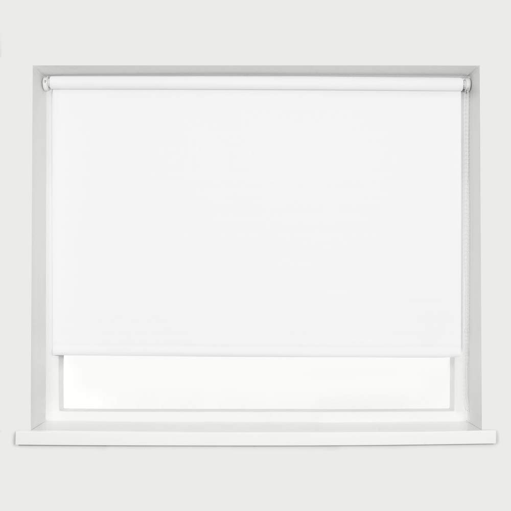 White Made To Measure Blackout Roller Blinds Custom Size Thermal Blackout Material Metal Brackets & FIttings 25mm Roller Tube Easy Fit Child Safe Bedroom Office 60cm Width x 160cm Length โ image 1