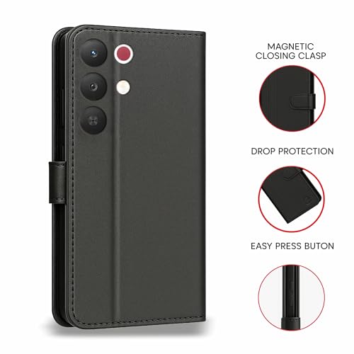Image of AIBEX Shock Proof Flip Compatible for Realme 15X 5G Flip Cover Leather Finish | Inside TPU with Card Pockets | Wallet Stand | Complete Protection Flip Case - Black