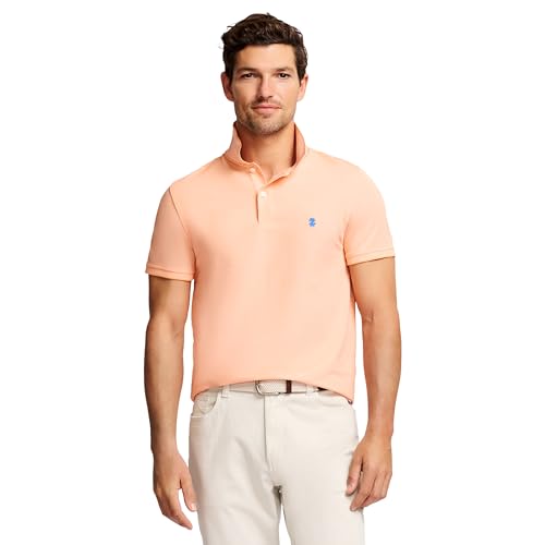 IZOD Men's Fit Advantage Performance Short Sleeve Polo Shirt, Cantaloupe, XX-Large Slim