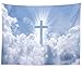 BELECO 9x6ft Fabric Christian Cross Backdrop - Holy Lights Heaven Sky Clouds Crucifix - Lord Pray Resurrection of Jesus Easter - Religious Faith Christian Church Events Decor Photo Props