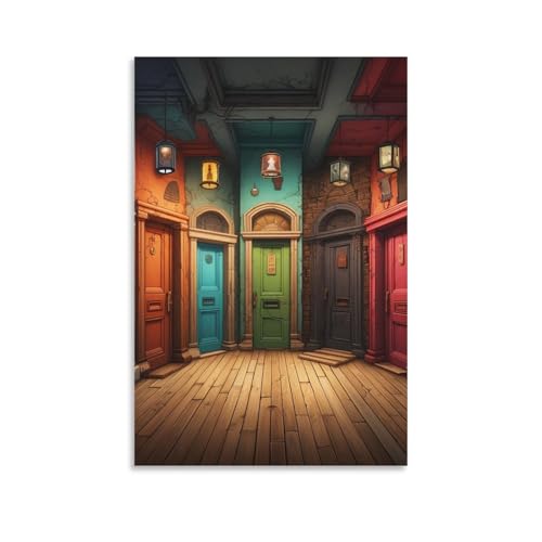 Cuadros modernos de lienzo con puertas abstractas para salones y dormitorios