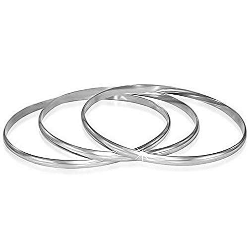 My Daily Styles - Stackable Bangle Bracelets For Women - Triple Stacked Bangles - Gold Toned Stackable Bracelets - Stainless Steel Stackable Bangles - Set Of 3 Individual Shiny Steel Bangle Bracelets #TOP1