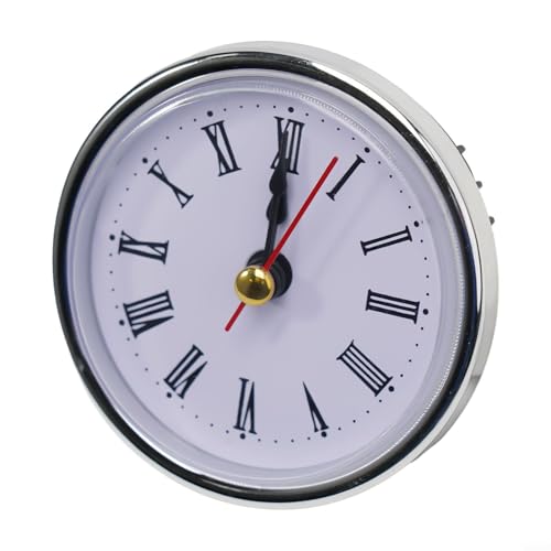 Gdfnmogo Mouvement d'horloge à quartz de 65 mm pour remplacement d'horloge à faire soi-même - Chiffres romains blancs avec bordure dorée, pour mécanisme d'horloge pour projets d'artisanat (argent)