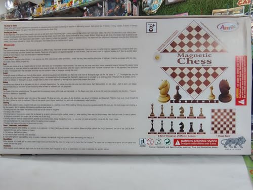 Image of Magnetic Chess Set - 1:16 Scale Brown Foldable Board with Magnetic Pieces, Portable for Travel, All-Terrain Play