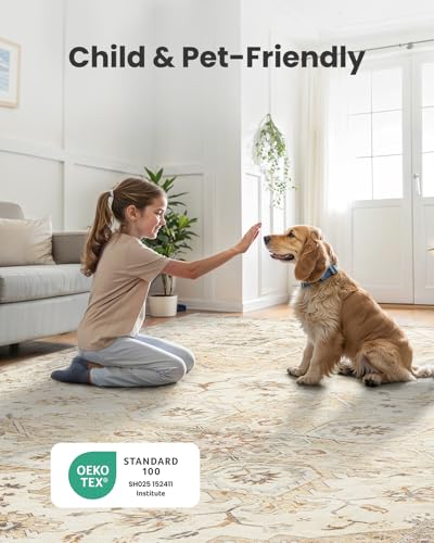 AMADA HOMEFURNISHING 2x6 Washable Runner Rug, Low-Profile Kitchen Rugs with Non-Slip Backing & Durable Edge Binding, Vintage Entryway Runner Rug for Bedroom & Hallway