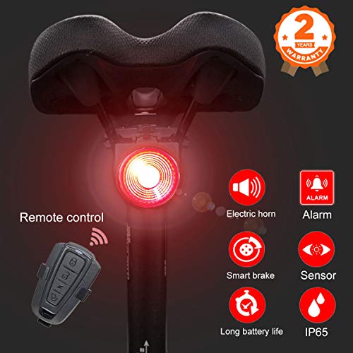 Cmeilan Inteligentes Luces Traseras para Bicicletas, Anti-Robo de la Bicicleta Luz Trasera Alarmante, Control Remoto Bicicleta de Carretera Recargable USB a Prueba de Agua LED