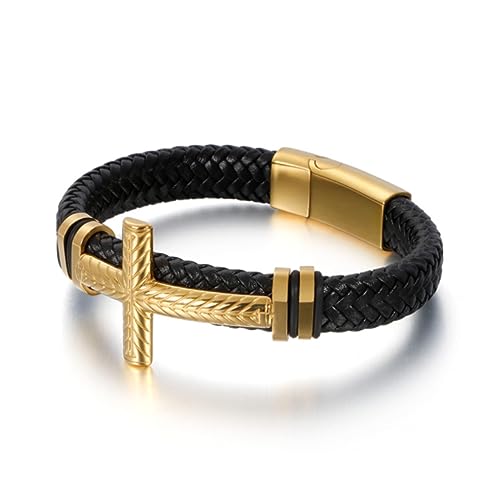 Bracelet homme cuir et croix classique un bijou élégant au masculin