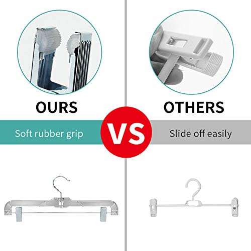 Perfecasa Crystal Clear Plastic Clothes 11 Inches Bottom Hangers With Strong Metal Clips, Skirts, Pants, Trousers, Trunks, Swim Suits, Teenagers, Kids, Heavy Duty, Acrylic 20Pcs #TOP3