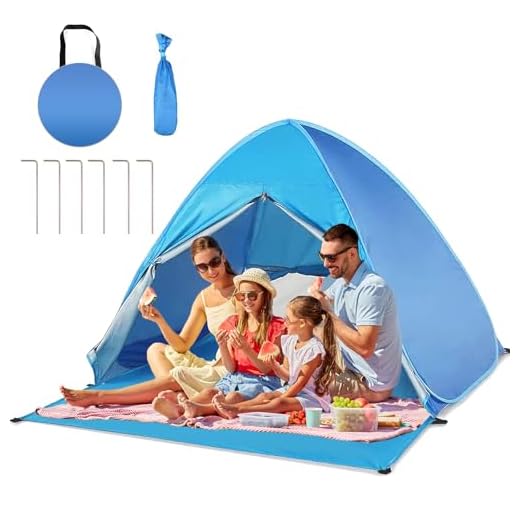 YINGJEE Tienda de Playa Pop Up, Tienda Campaña Playa Plegable y Portátil con Protección Sol Anti UV SPF 50+, para 2-4 Personas Familia Bebé Niños, Pop-up Beach Tent para Vacación Parque