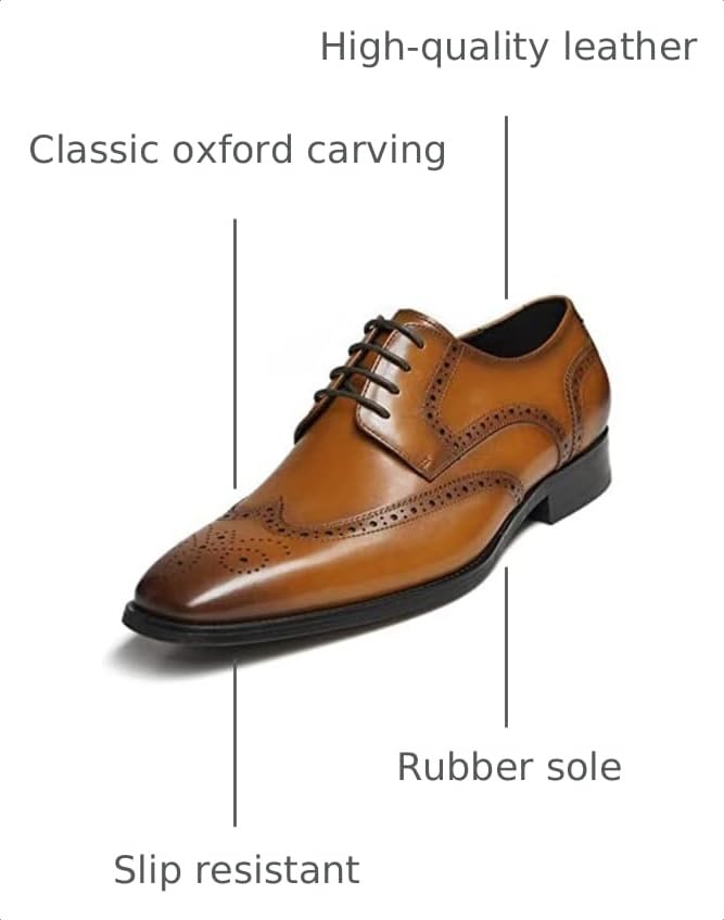Image of GIFENNSE Men's Oxford Shoes | Mens Dress Shoes | Mens Formal Shoes | Lace Up Dress Shoes