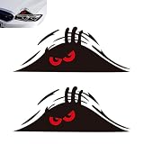 Bawkars 2 PCS Peeking Monster Sticker, 7.48'x 2.76' Monster Angry Eyes Decals, Waterproof Funny Monster Vinyl Decal for Trucks, Golf Carts, Windows, Laptops, Bedrooms, Fit for Most Cars (Black)