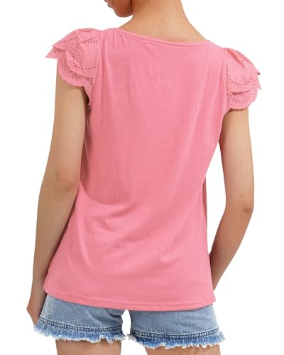 Image of KEREDA Girls Short Sleeve Shirts Summer Tops Girls Clothes 5-14 Years