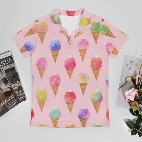 Boys' Classic Polo Shirts Short Sleeve Moisture-Wicking Golf & Tennis Shirts for Youth Teens Cute Ice Cream3