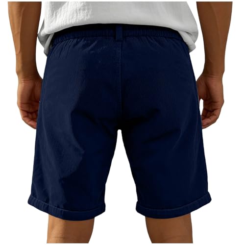 Image of Cambkatl Straight Leg Corduroy Shorts for Men Summer Versatile Outdoor Casual Stretch Lounge Shorts with Pockets
