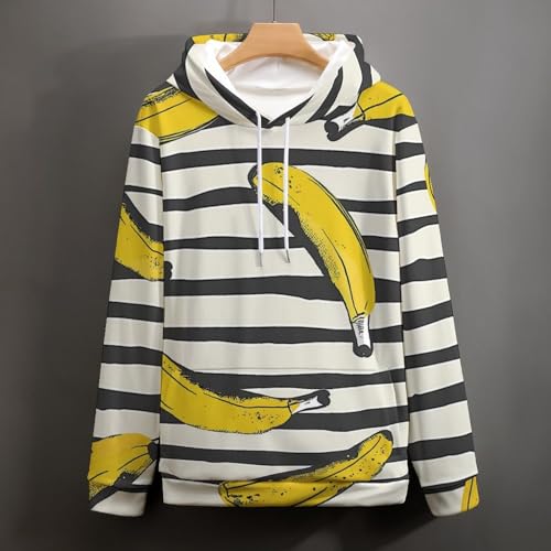 Hoodie Banane à Rayures Noires - Graphique et Manches Longues - 3