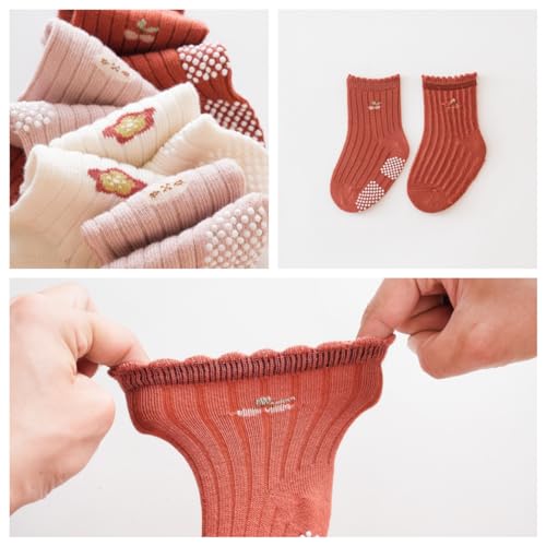 Baby Crew Socks,Grips Combed Cotton Socks Toddler Non-Skid for Girls,Boys Non Slip/Anti Skid 9-Pack4