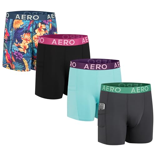 Aeropostale Mens Performance Compression Boxer Briefs Underwear Athletic Shorts, Baselayer Running Workout Fitness Shorts
