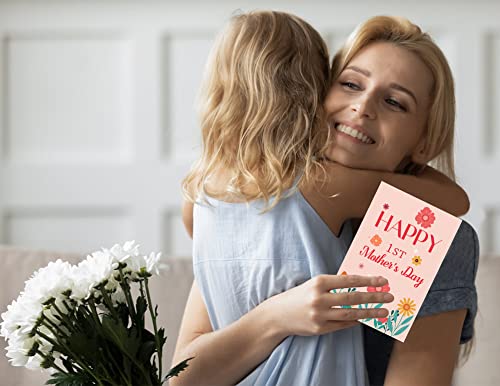 Waahome First Mothers Day Card For Mom From Daughter Son Baby, Folding Happy 1St Mothers Day Card With Photo Insert, Flower Mothers Day Gift Card For First Time Mom New Mom Expecting Mom Mother To Be Mommy #TOP2